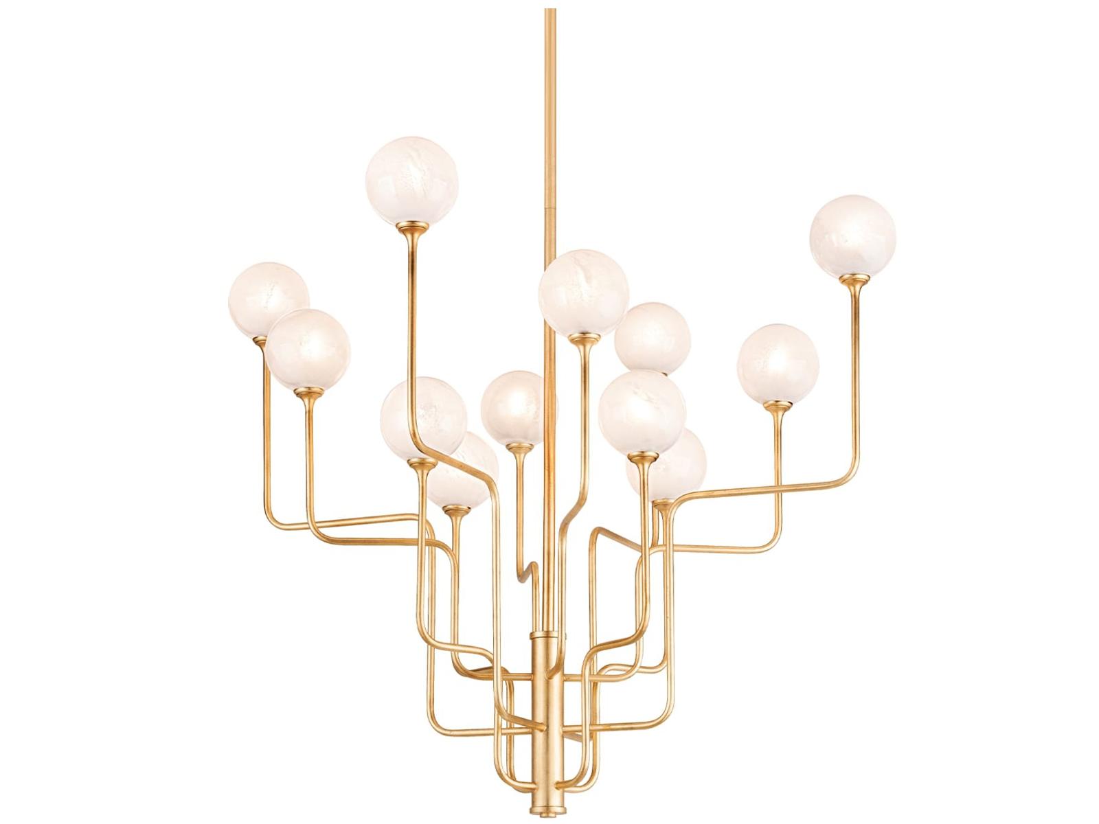 Corbett Lighting 12-Light Onyx Chandelier in Vintage Gold Leaf