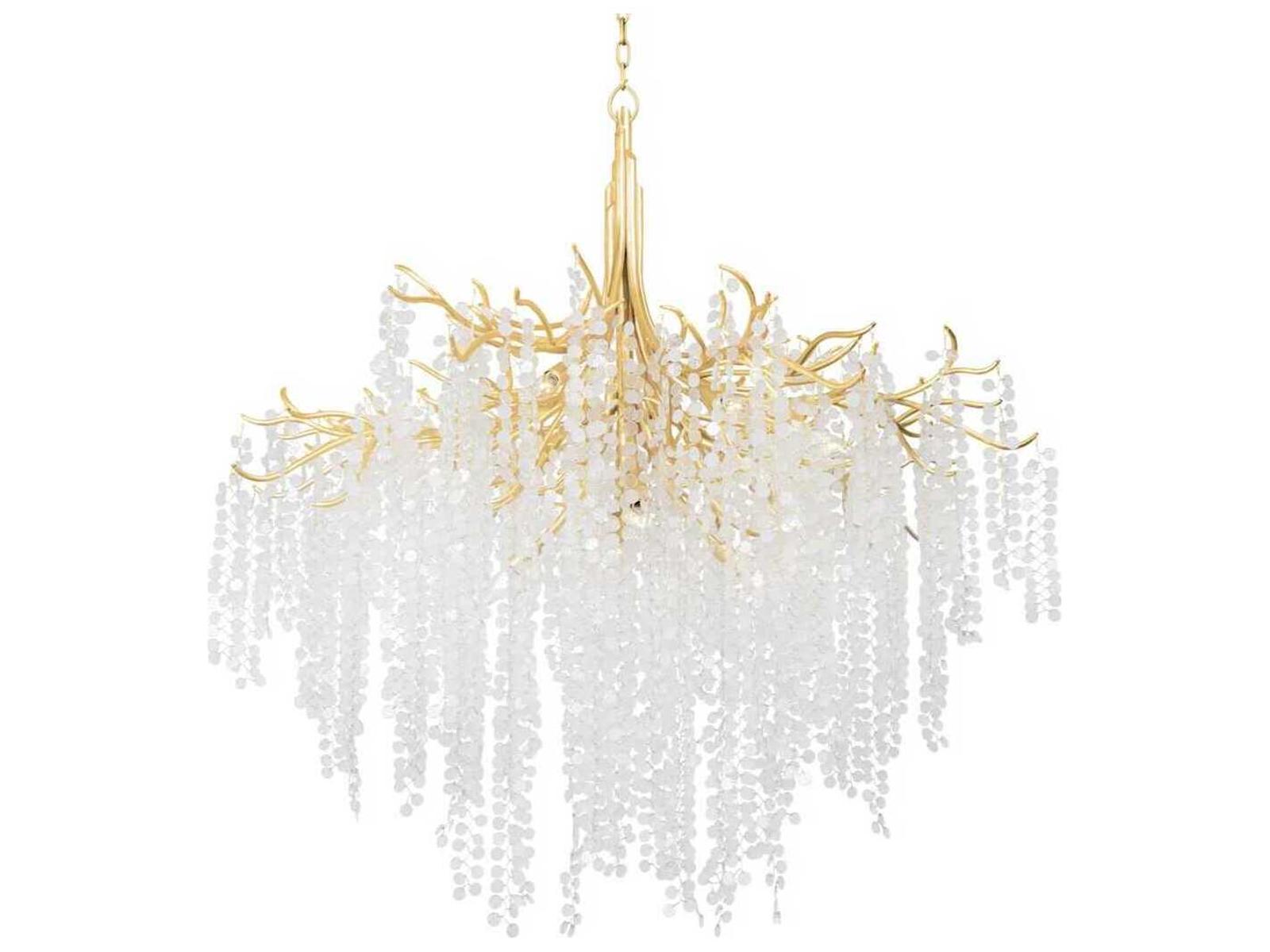 Corbett Lighting 12-Light Genoa Chandelier in Gold Leaf with Glass Drops