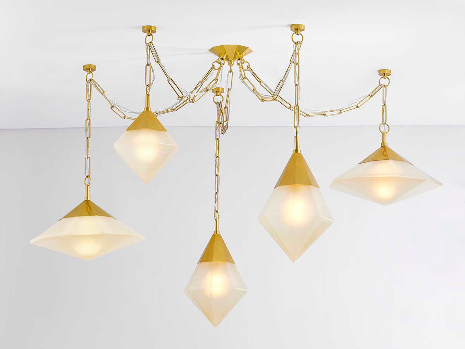 Corbett Lighting 5-Light Angelique Chandelier Vintage Polished Brass Modern