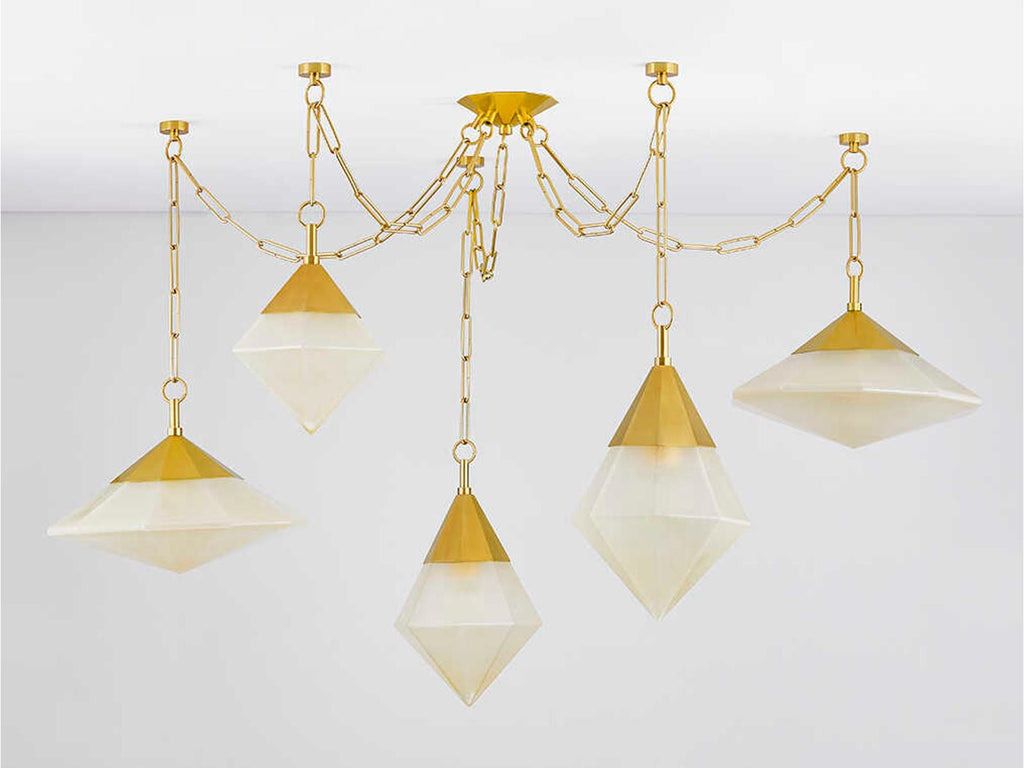 Corbett Lighting 5-Light Angelique Chandelier Vintage Polished Brass Modern