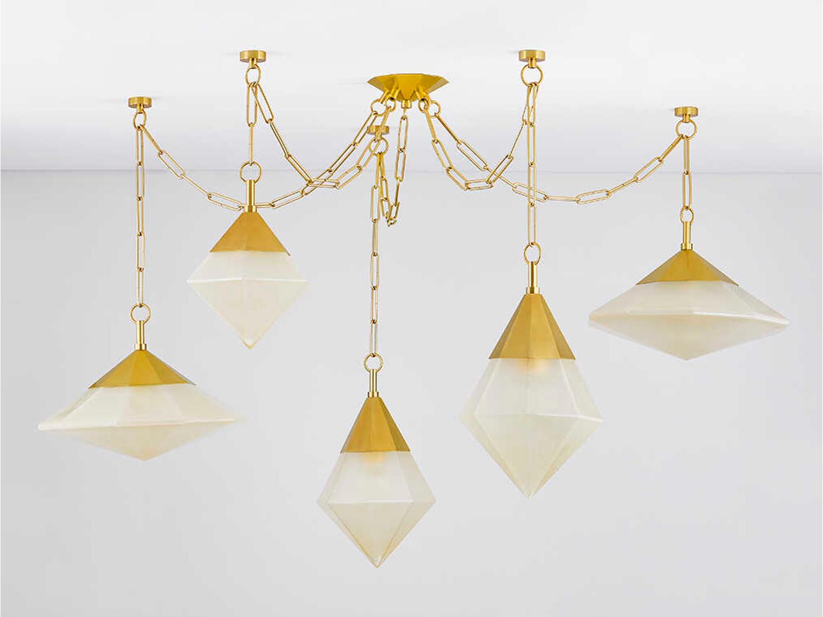 Corbett Lighting 5-Light Angelique Chandelier Vintage Polished Brass Modern