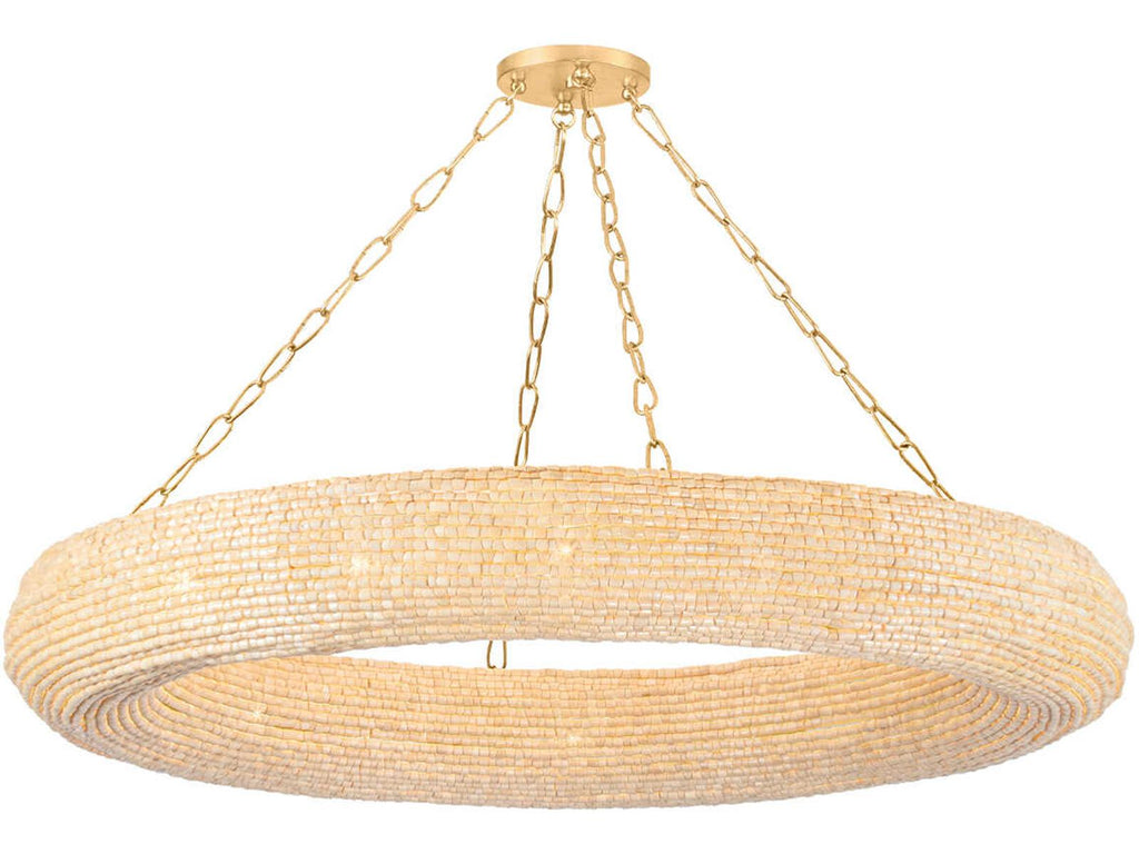 Corbett Lighting Lure 16-Light Chandelier in Vintage Gold Leaf with Wood Beads