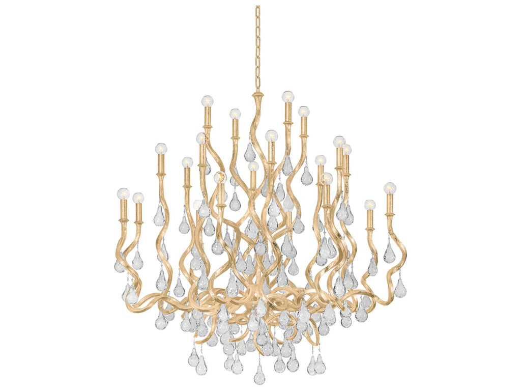 Corbett Lighting 20-Light Aveline Chandelier in Gold Leaf with Crystal