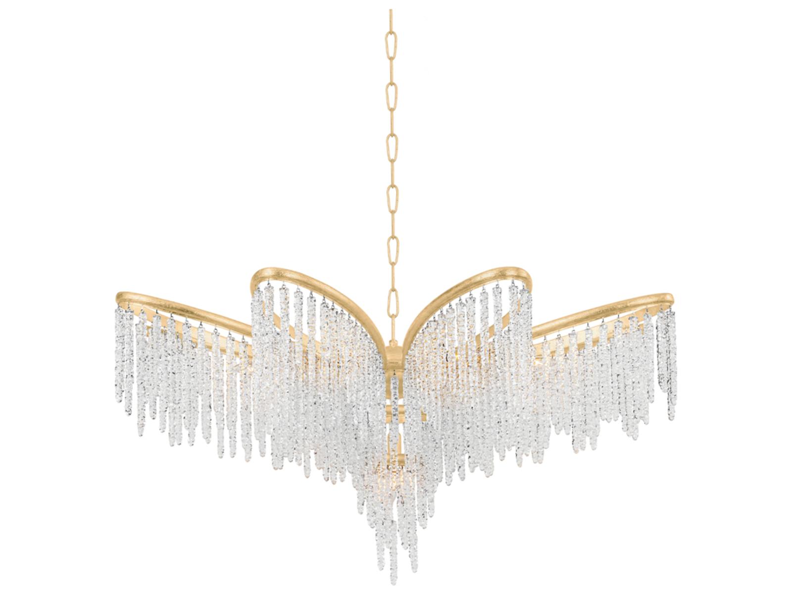 Corbett Lighting 9-Light Pandora Chandelier in Gold Leaf with Clear Crystal