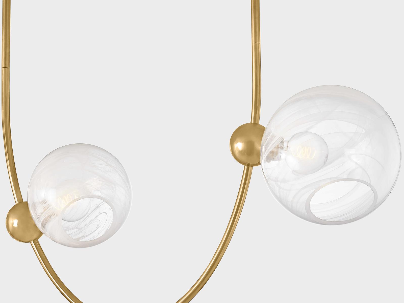 Corbett Lighting 9-Light Astraia Chandelier in Vintage Brass with Remolino Blanco Glass