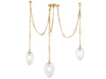 Corbett Lighting Daith 3-Light Chandelier in Vintage Brass with Etched Glass Shades