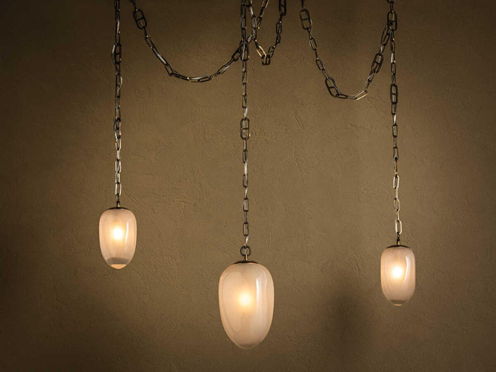 Corbett Lighting Daith 3-Light Chandelier in Vintage Brass with Etched Glass Shades