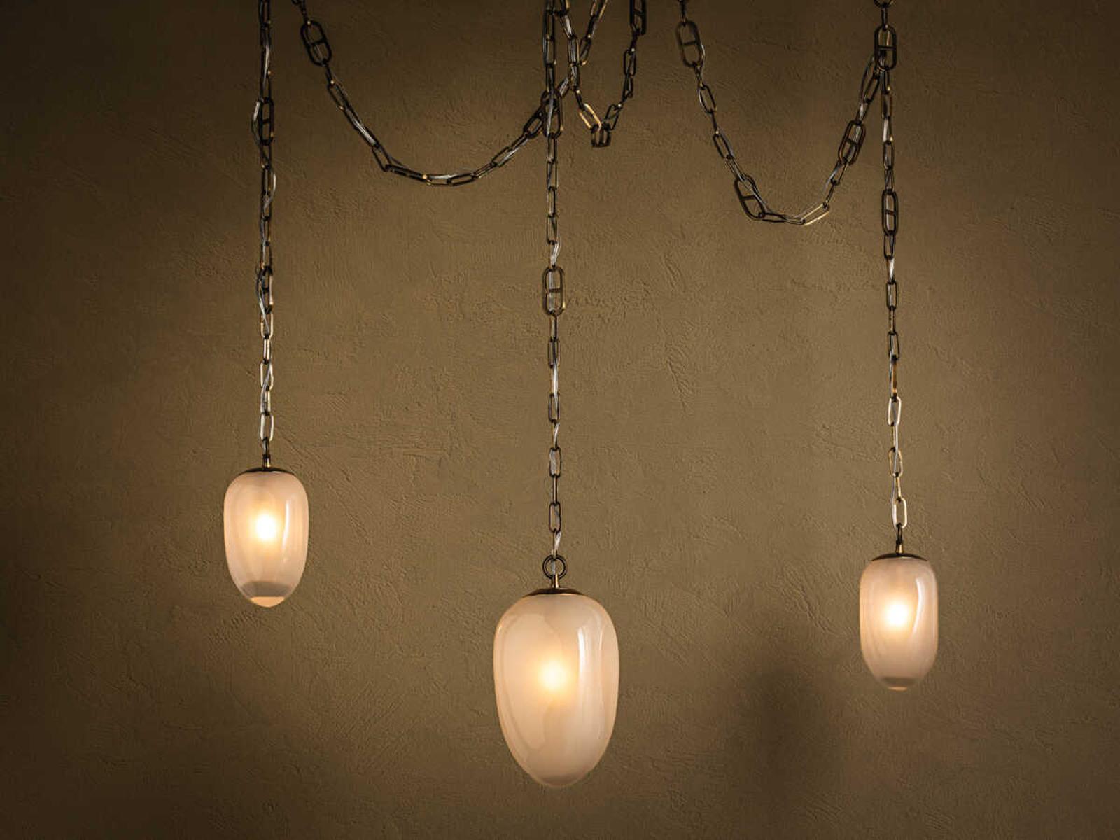 Corbett Lighting Daith 3-Light Chandelier in Vintage Brass with Etched Glass Shades