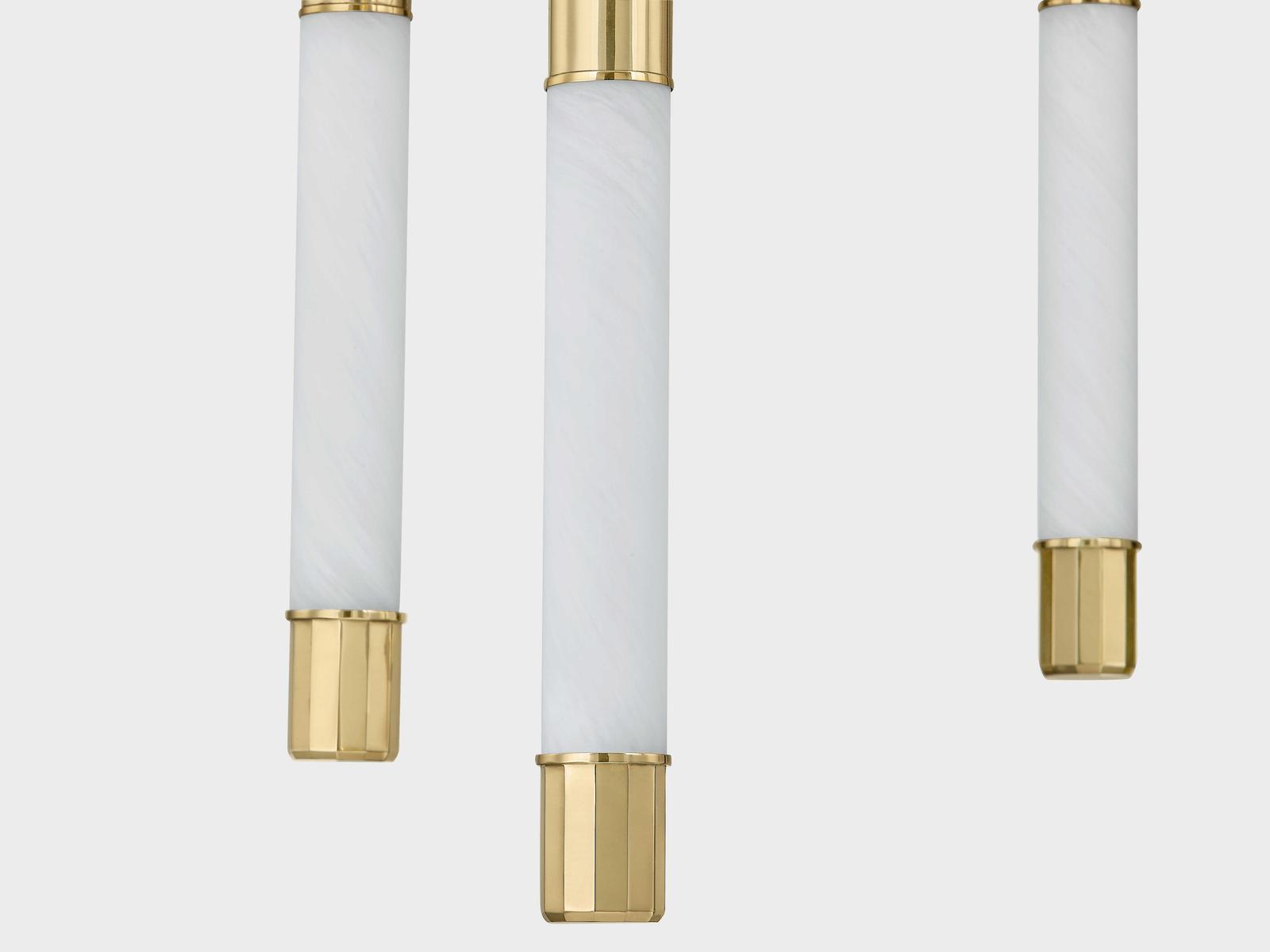 Corbett Lighting Zeme 6-Light Chandelier in Vintage Polished Brass with Etched Cloud Glass