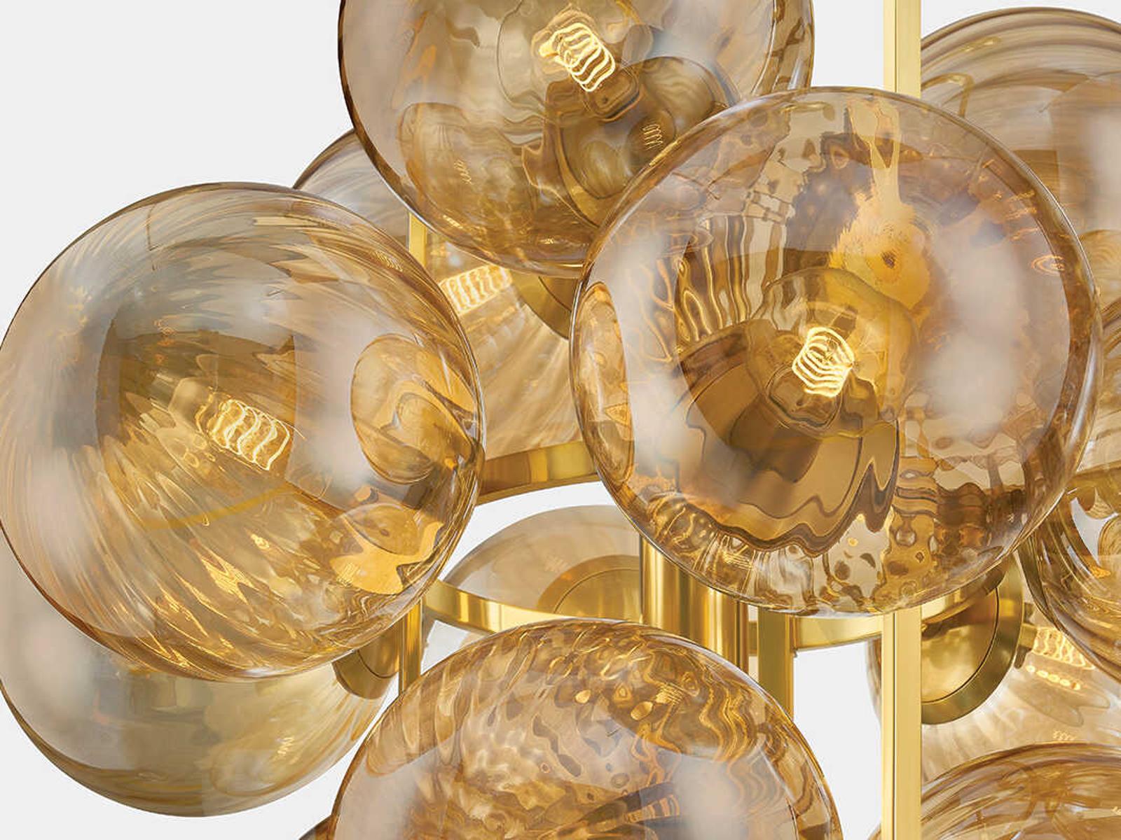Corbett Lighting Cronus 12-Light Chandelier in Vintage Polished Brass with Light Bronze Glass