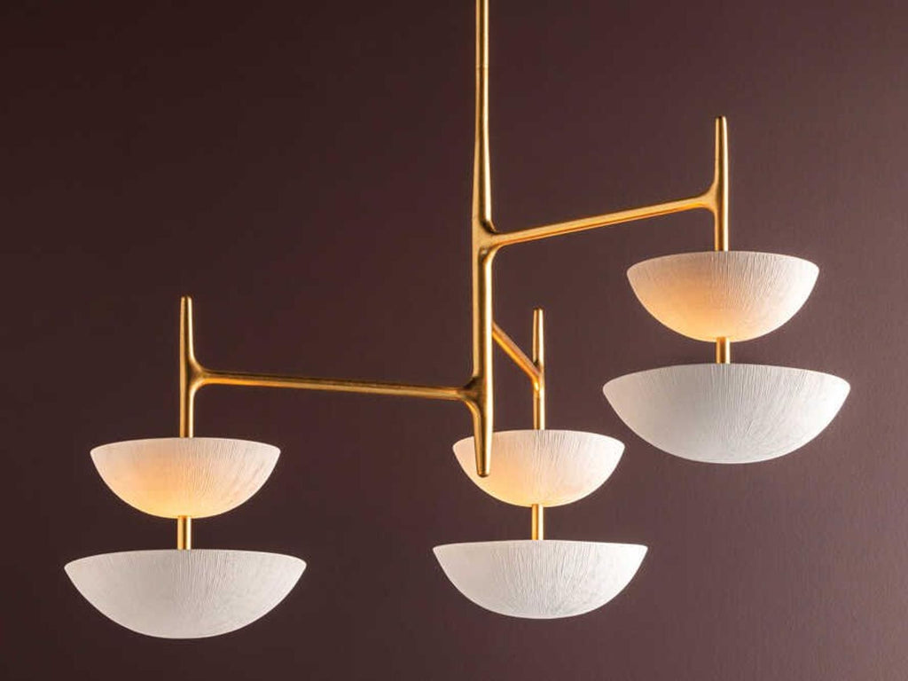 Corbett Lighting 6-Light Evander Chandelier in Vintage Gold Leaf and Gesso White