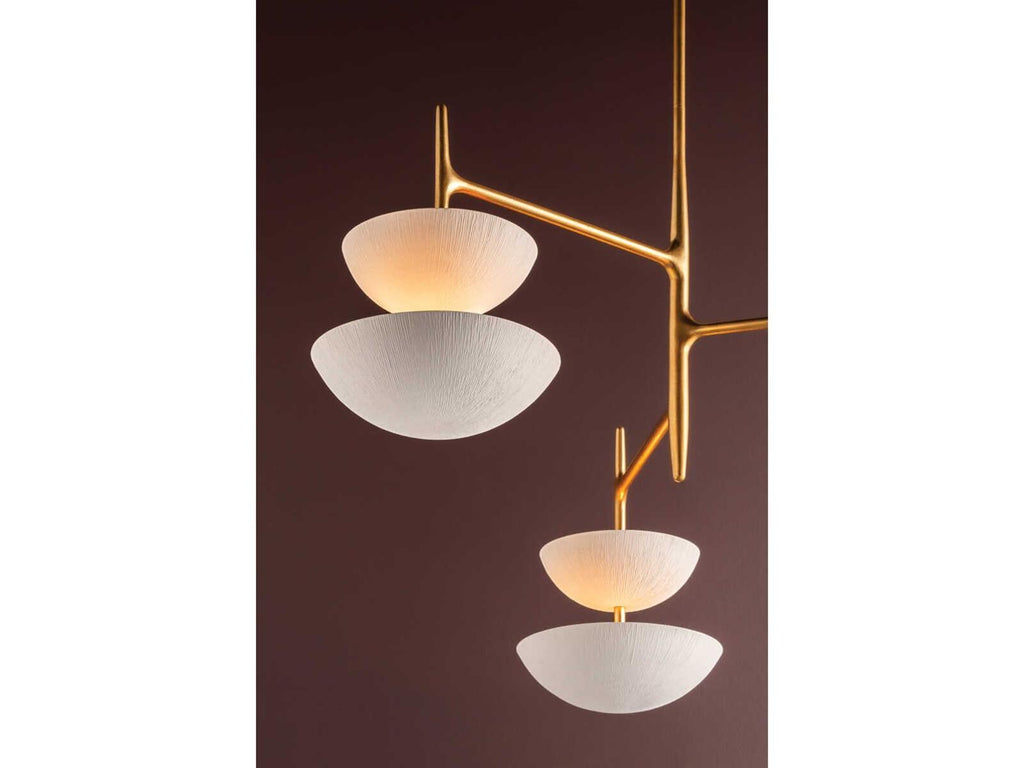 Corbett Lighting 6-Light Evander Chandelier in Vintage Gold Leaf and Gesso White