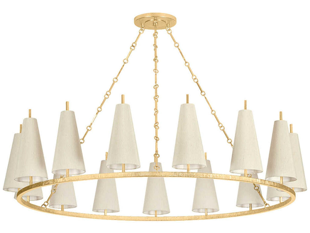 Corbett Lighting 15-Light Tirana Chandelier in Vintage Gold Leaf with Silk Shades