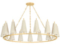 Corbett Lighting 15-Light Tirana Chandelier in Vintage Gold Leaf with Silk Shades