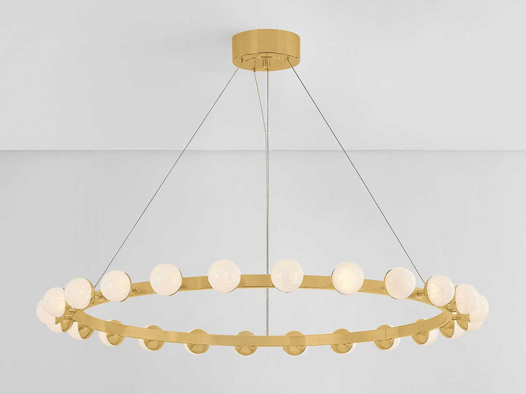Corbett Lighting Linus 24-Light LED Chandelier in Vintage Brass with Cloud Glass