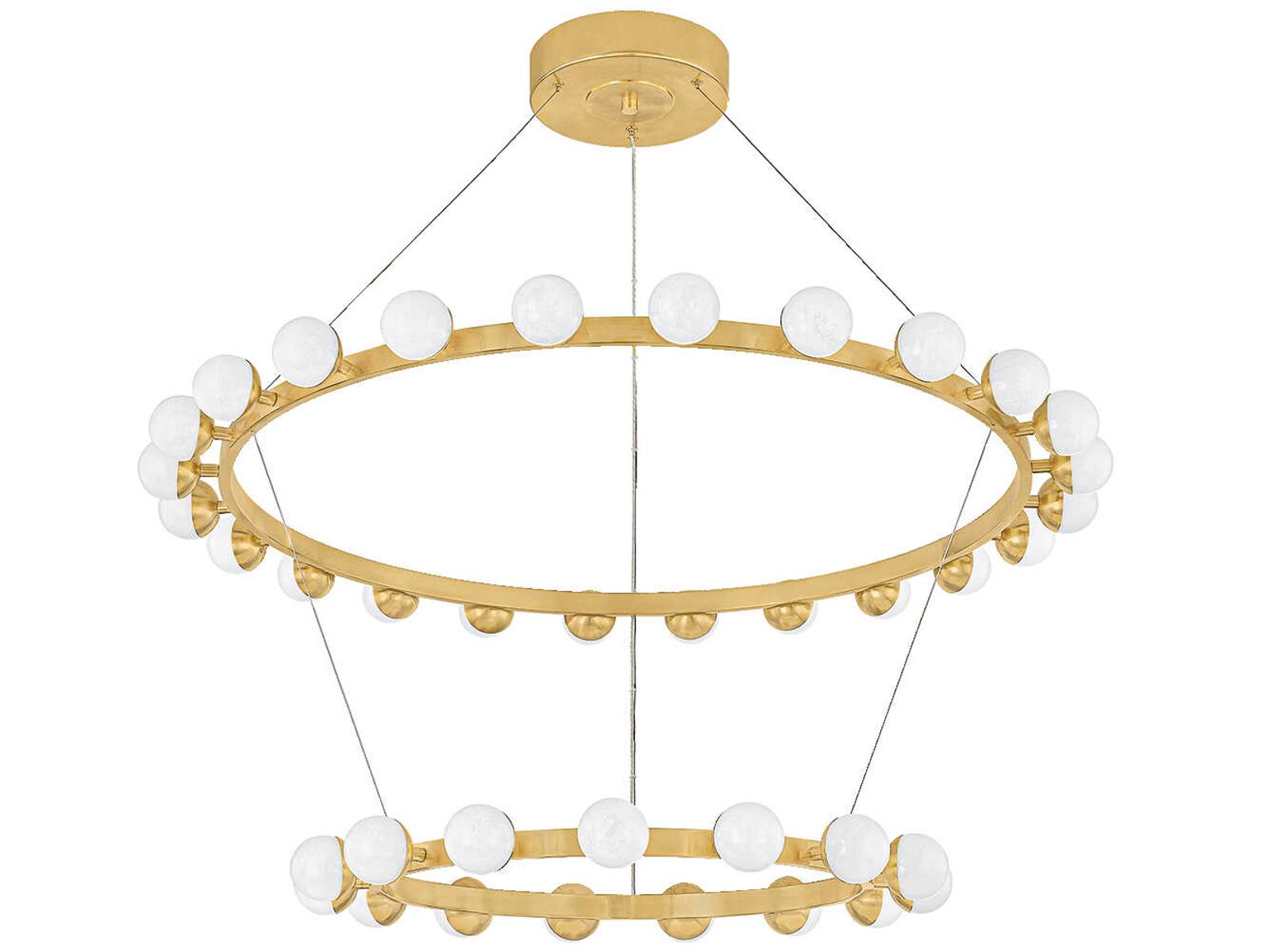 Corbett Lighting Linus 39-Light LED Chandelier in Vintage Brass with White Luna Glass