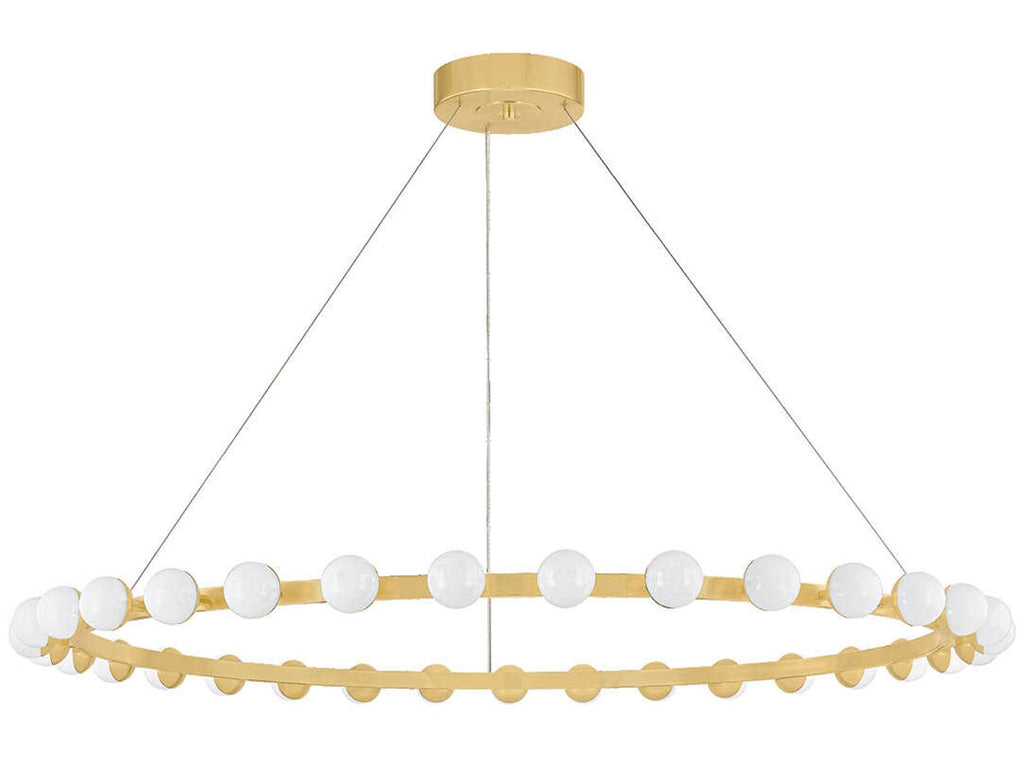Corbett Lighting Linus 61-Inch LED Chandelier in Vintage Brass with Cloud Glass