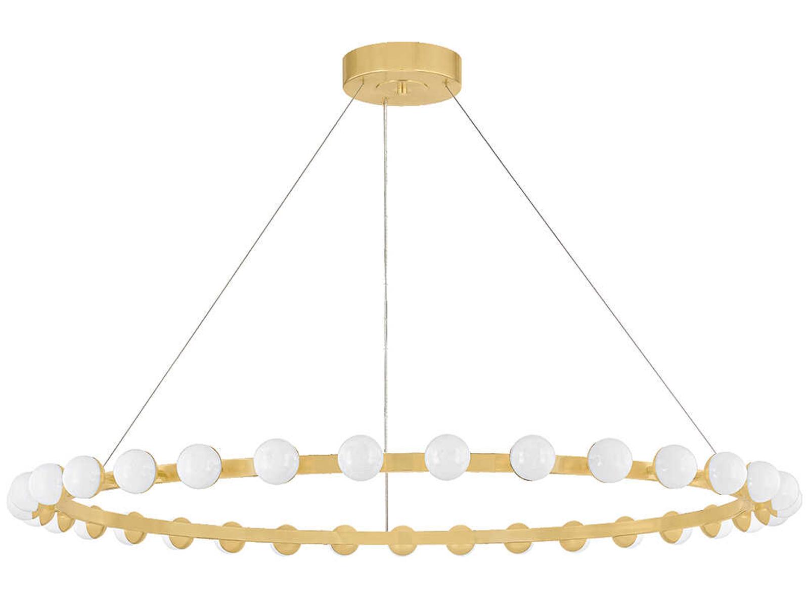 Corbett Lighting Linus 61-Inch LED Chandelier in Vintage Brass with Cloud Glass
