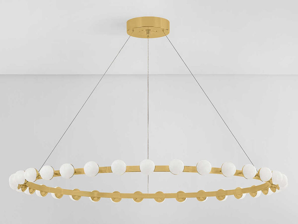 Corbett Lighting Linus 61-Inch LED Chandelier in Vintage Brass with Cloud Glass