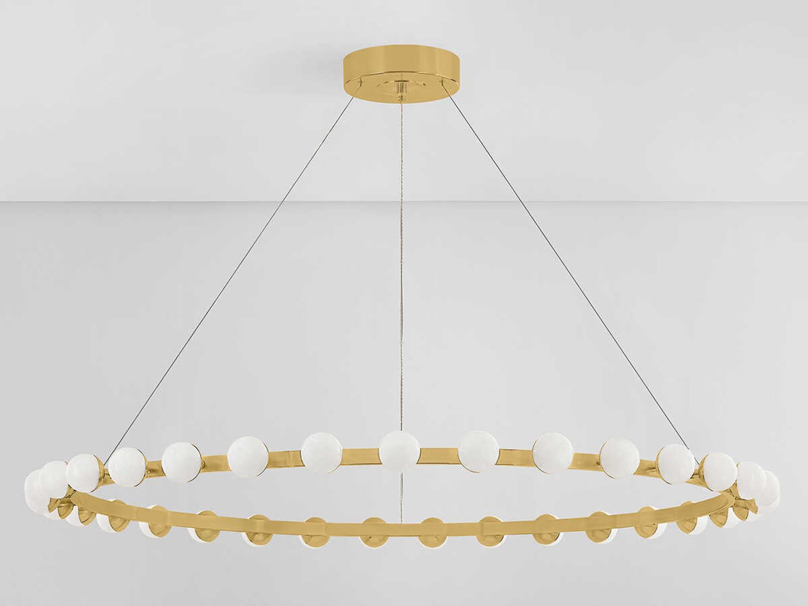 Corbett Lighting Linus 61-Inch LED Chandelier in Vintage Brass with Cloud Glass