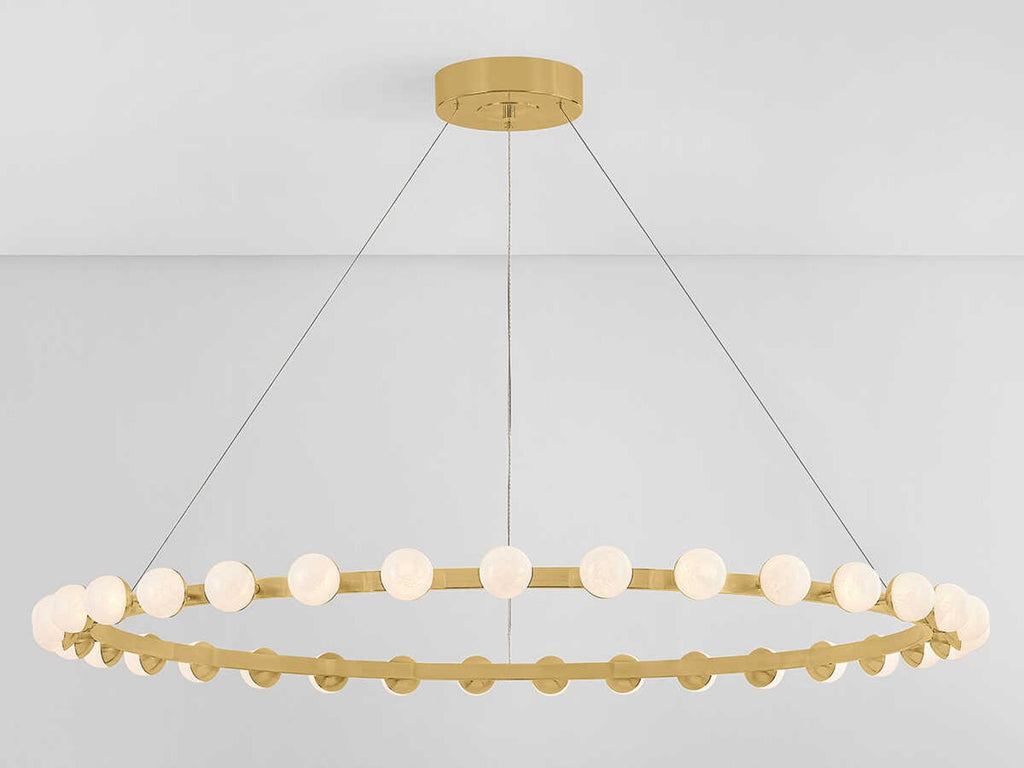 Corbett Lighting Linus 61-Inch LED Chandelier in Vintage Brass with Cloud Glass