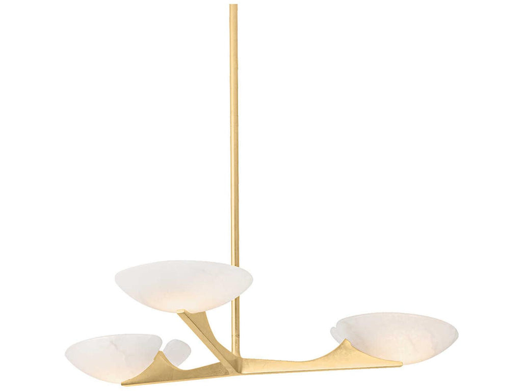 Corbett Lighting Malachite 3-Light Chandelier in Vintage Gold Leaf
