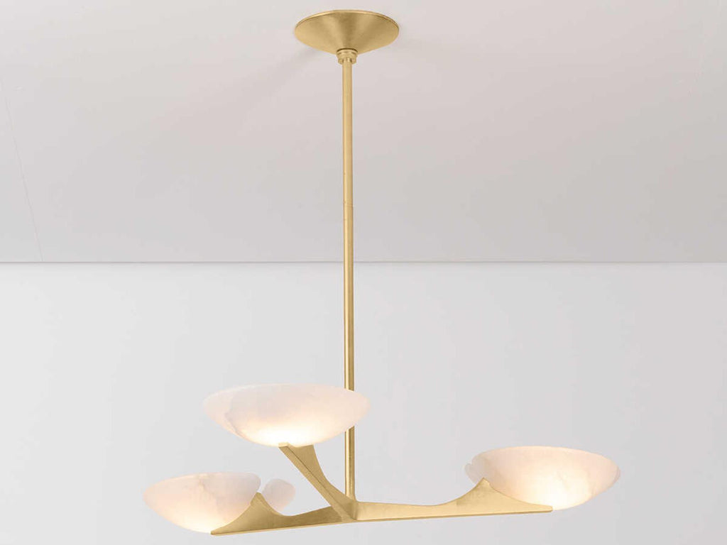 Corbett Lighting Malachite 3-Light Chandelier in Vintage Gold Leaf