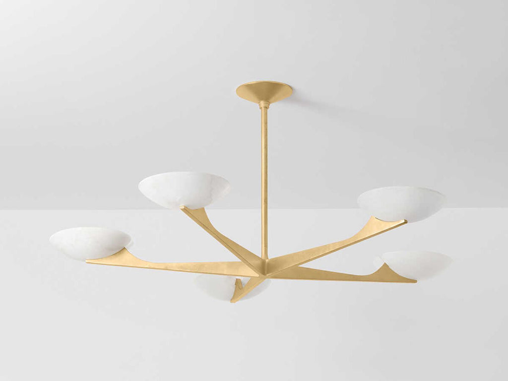 Corbett Lighting Malachite 5-Light Chandelier in Vintage Gold Leaf