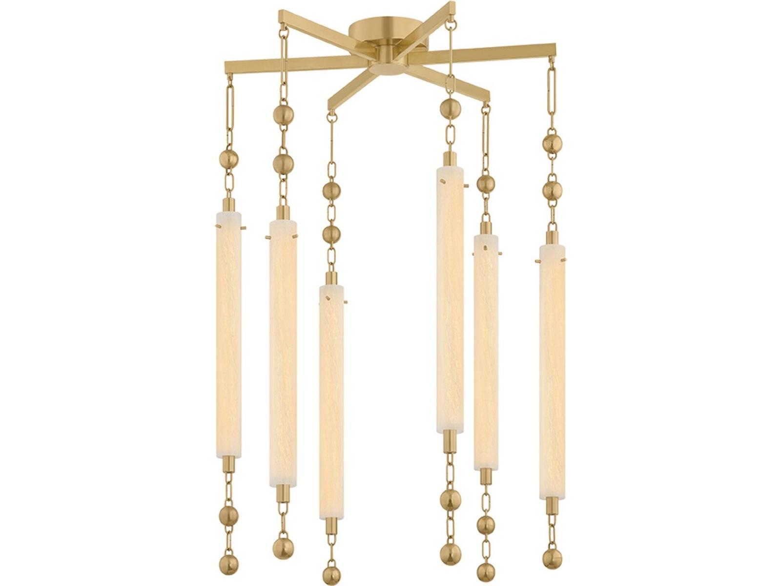 Corbett Lighting Parigi 6-Light Vintage Brass Gold Linear Chandelier