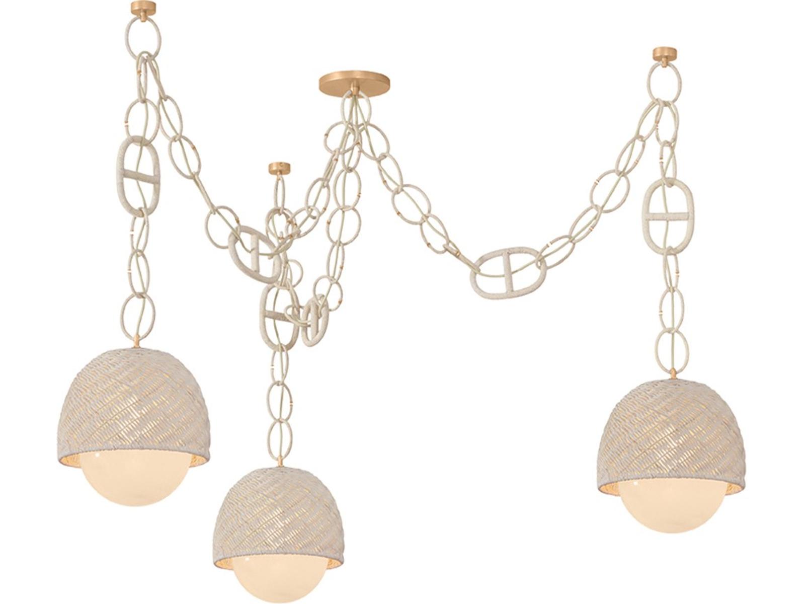 Corbett Lighting Piasu 3-Light Champagne Leaf Gold Globe Chandelier