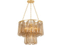 Corbett Lighting Milos 5-Light Vintage Gold Leaf Brass Glass Tiered Round Chandelier