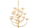 Corbett Lighting Pluro 15-Light Vintage Gold Leaf Off White Tiered Bowl Chandelier