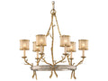 Corbett Lighting 6-Light Parc Royale Chandelier in Vintage Gold Leaf with Golden Ice Glass