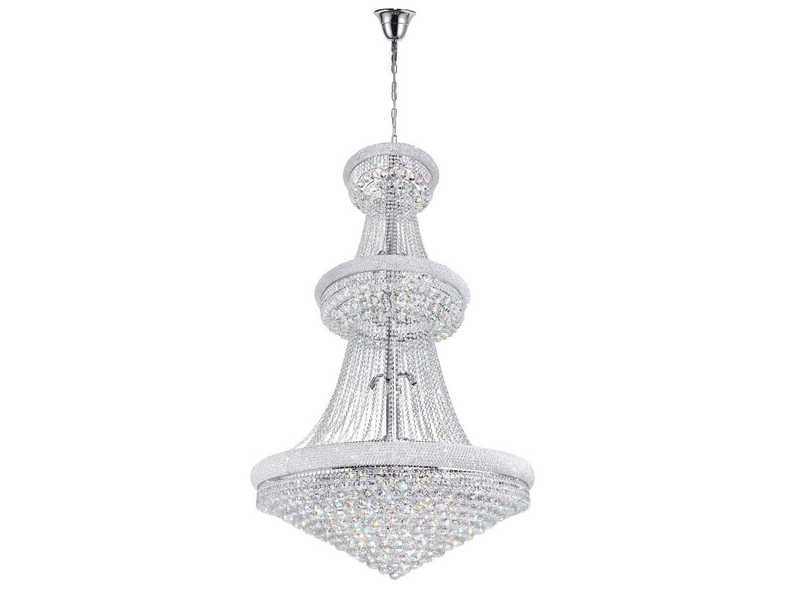 CWI Lighting 38-Light Empire Chandelier in Chrome with K9 Crystals
