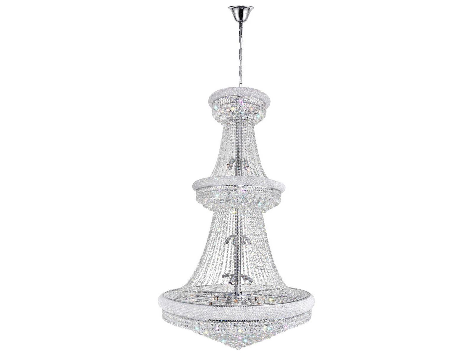 CWI Lighting 38-Light Empire Chandelier in Chrome with K9 Crystals