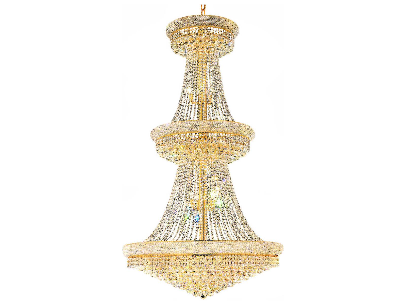 CWI Lighting Empire 38-Light Chandelier in Gold with K9 Clear Crystals