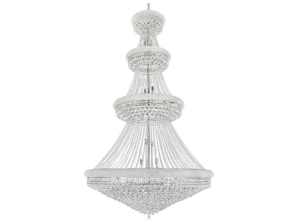 CWI Lighting 42-Light Empire Chandelier in Chrome with Crystal Draping