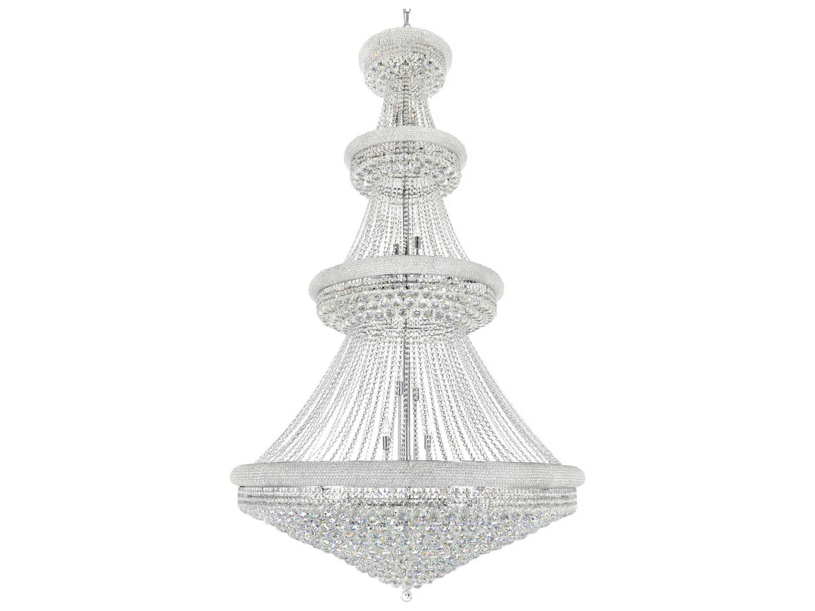 CWI Lighting 42-Light Empire Chandelier in Chrome with Crystal Draping