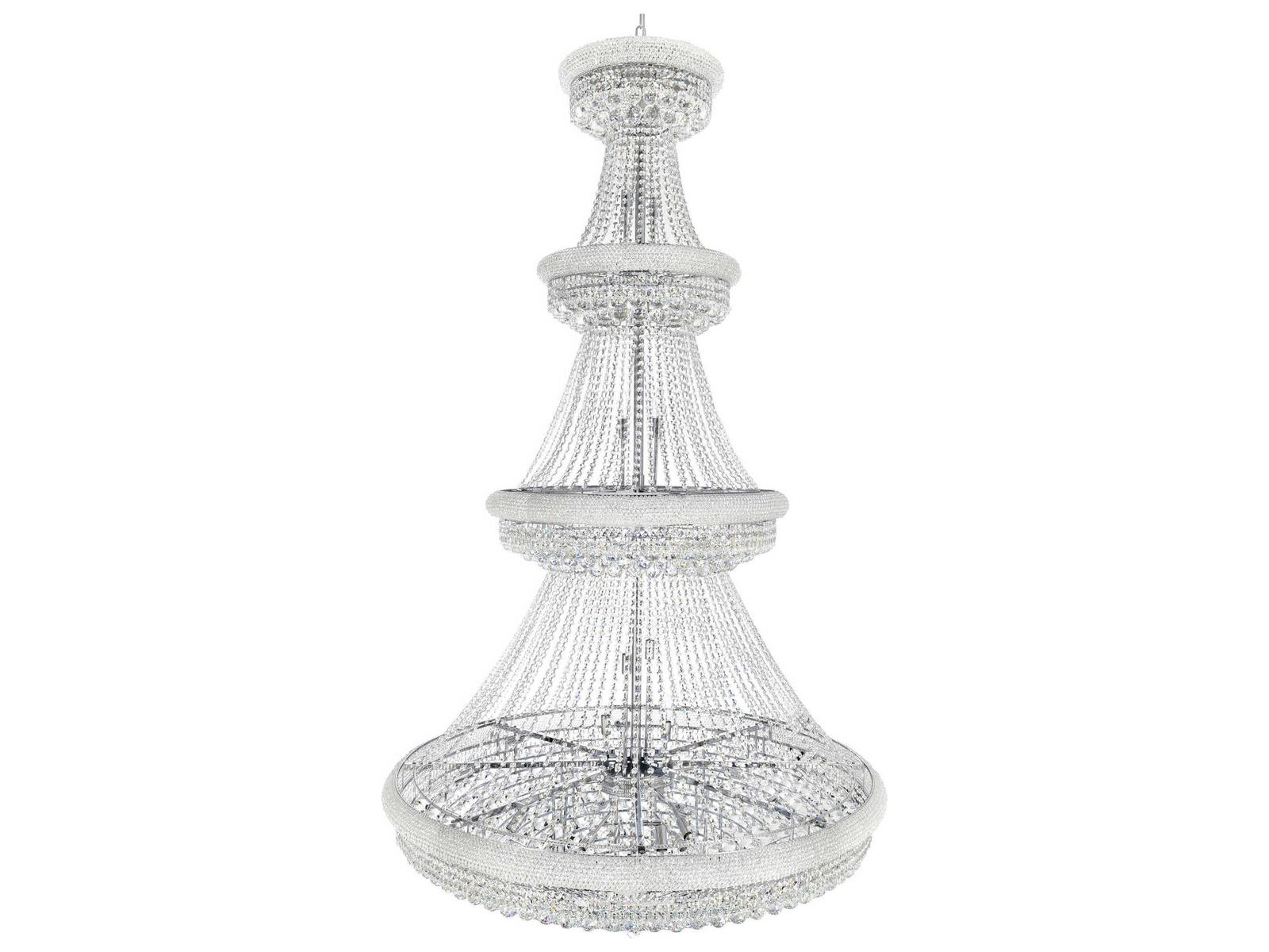 CWI Lighting 42-Light Empire Chandelier in Chrome with Crystal Draping