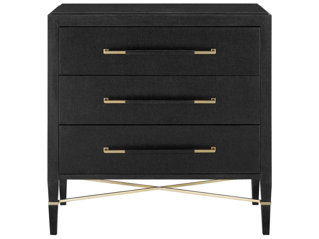 Vistas 3-Drawers Gold Solid Wood Chest Nightstand