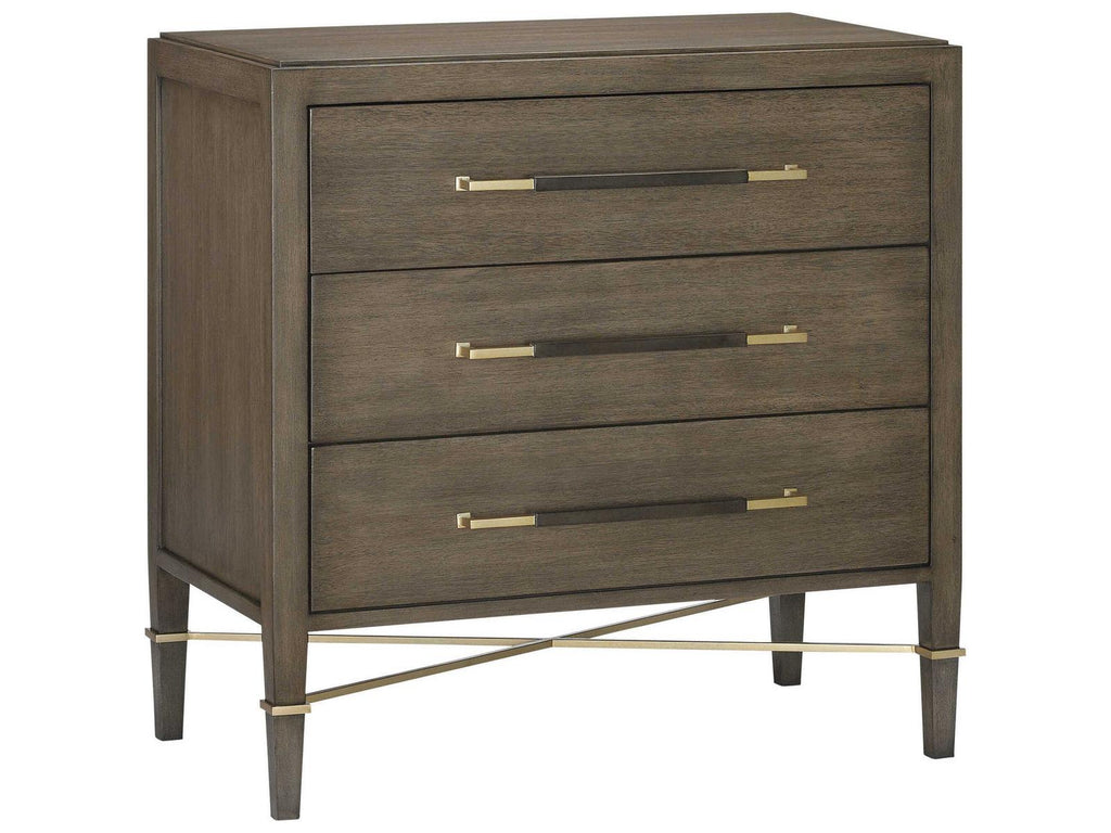 Vistas 3-Drawers Brown Mahogany Wood Chest Nightstand