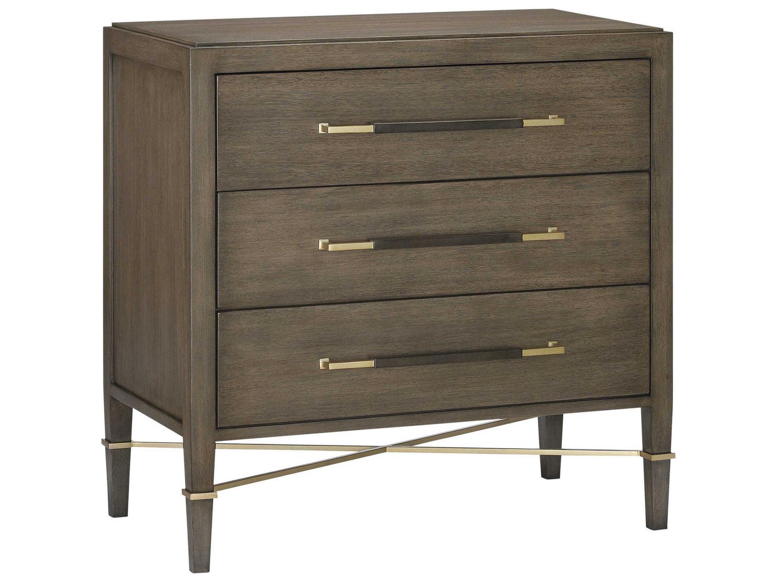 Vistas 3-Drawers Brown Mahogany Wood Chest Nightstand