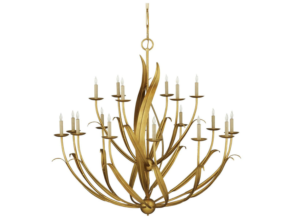 Luxecor Menefee 18-Light8-Light Antique Gold Leaf Candelabra Chandelier