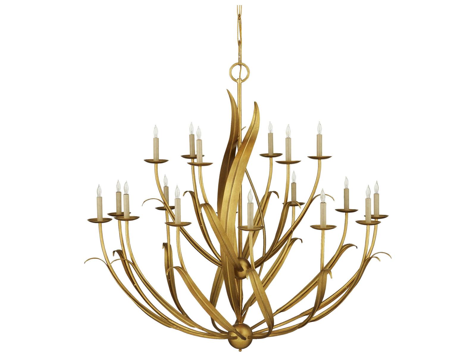 Luxecor Menefee 18-Light8-Light Antique Gold Leaf Candelabra Chandelier