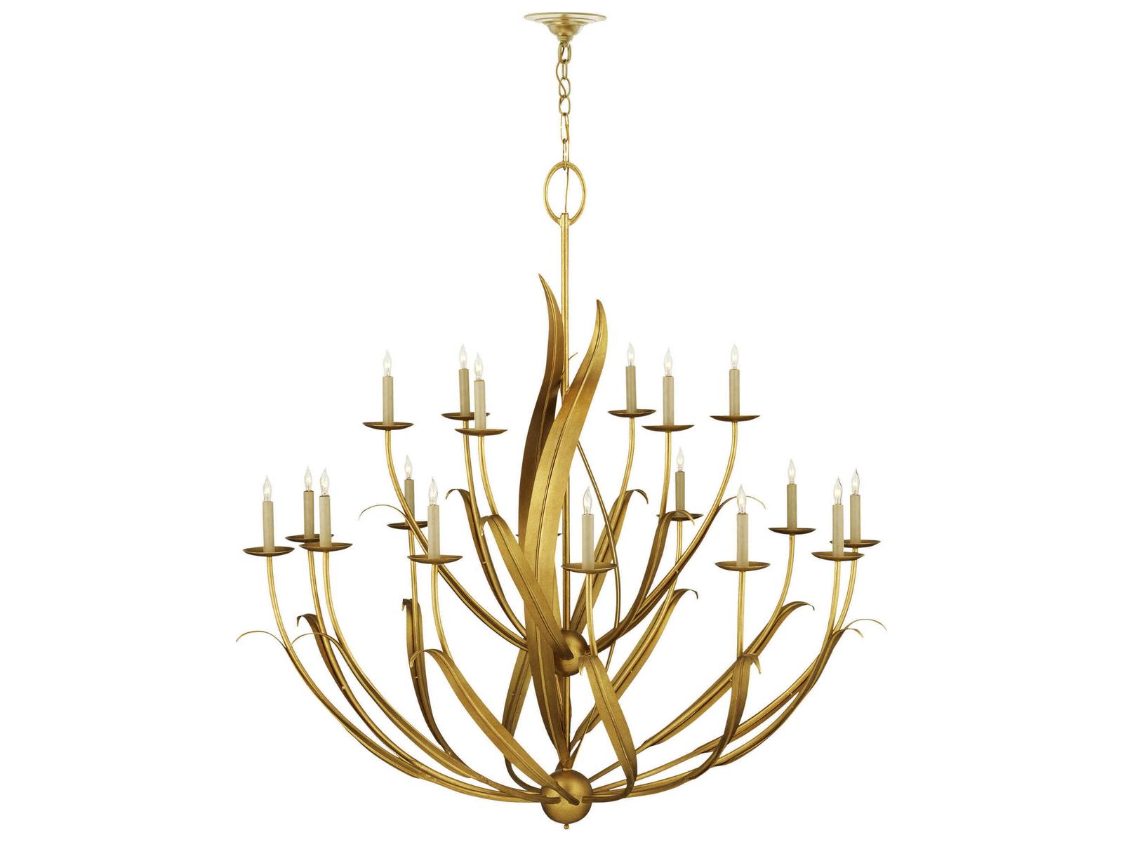 Luxecor Menefee 18-Light8-Light Antique Gold Leaf Candelabra Chandelier