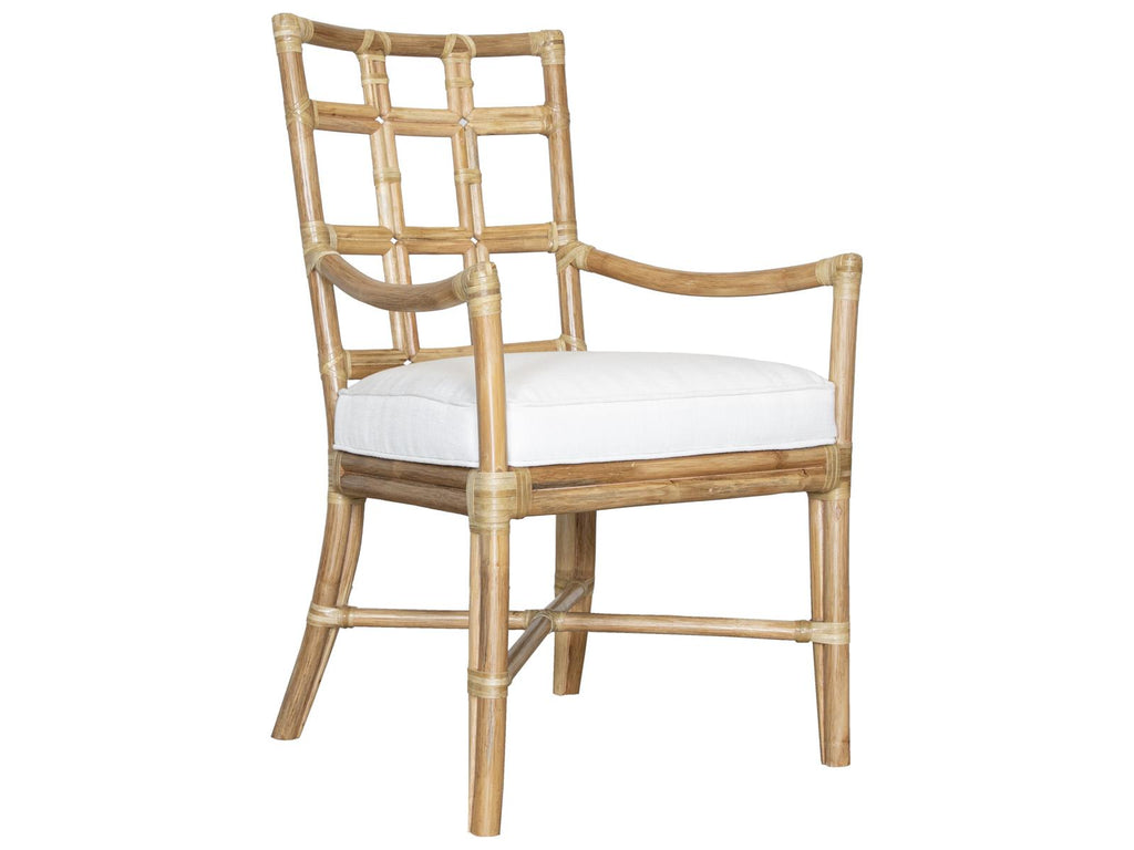 Seville Rattan Upholstered Arm Dining Chair