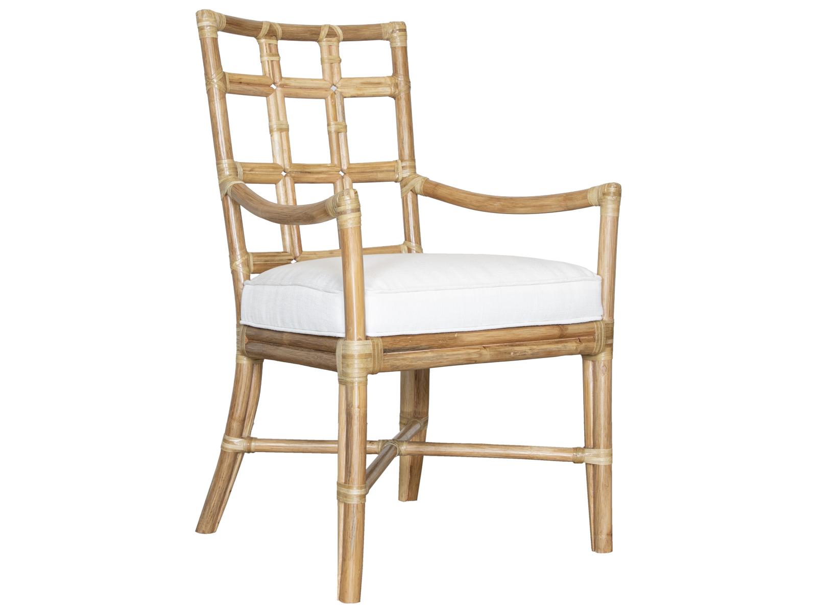 Seville Rattan Upholstered Arm Dining Chair
