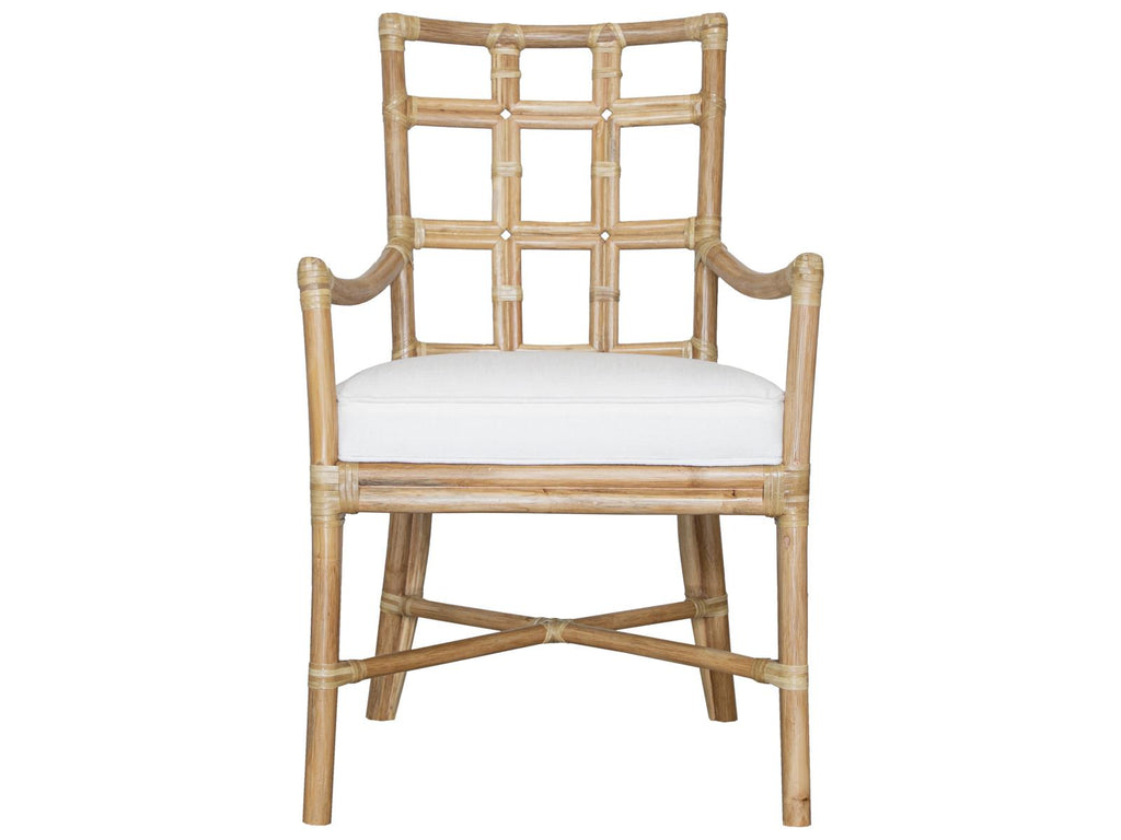Seville Rattan Upholstered Arm Dining Chair