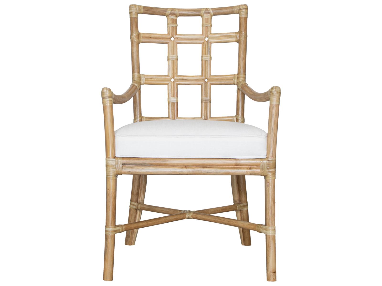 Seville Rattan Upholstered Arm Dining Chair
