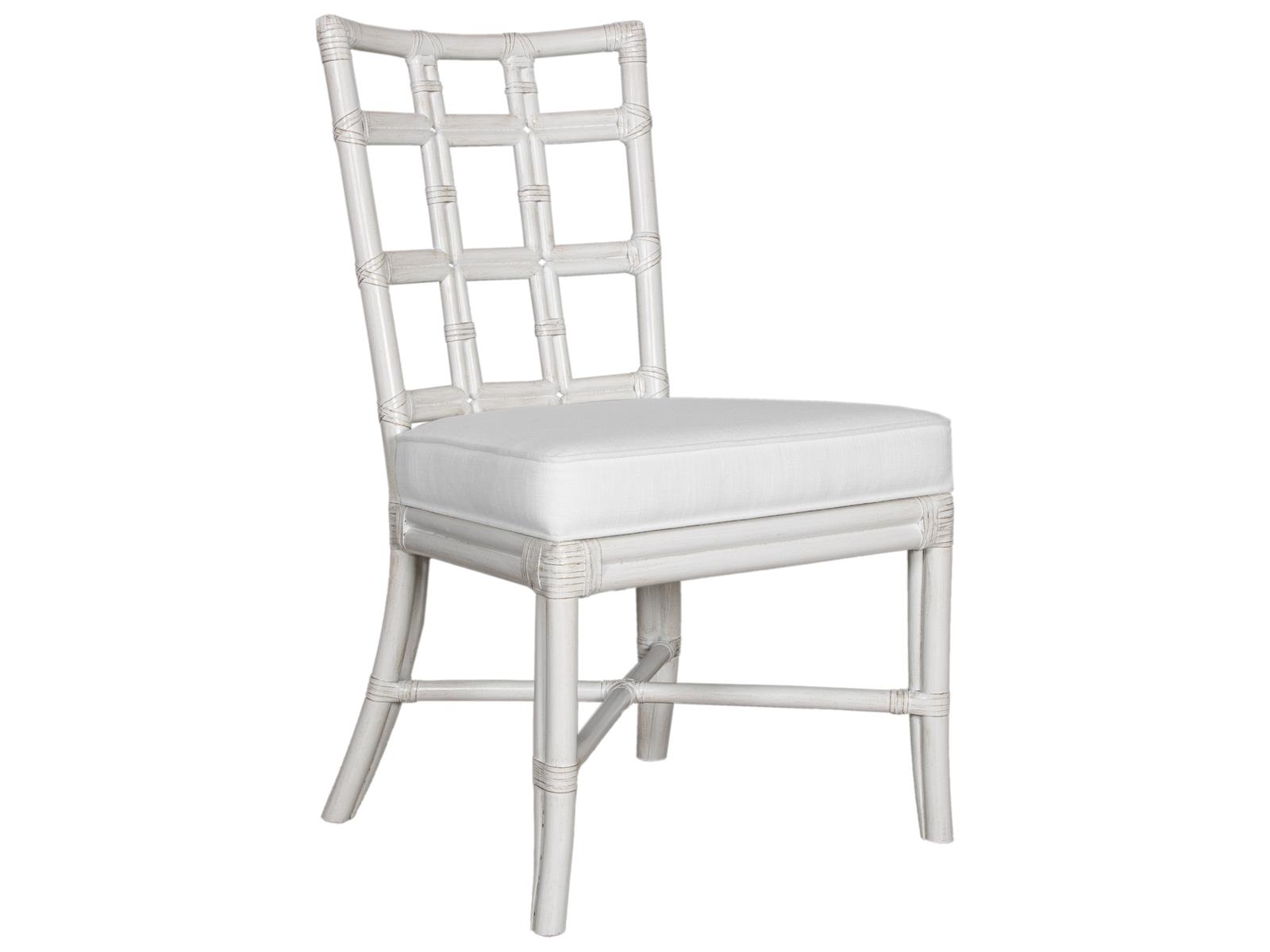 Seville Rattan Upholstered Armless Dining Side Chair